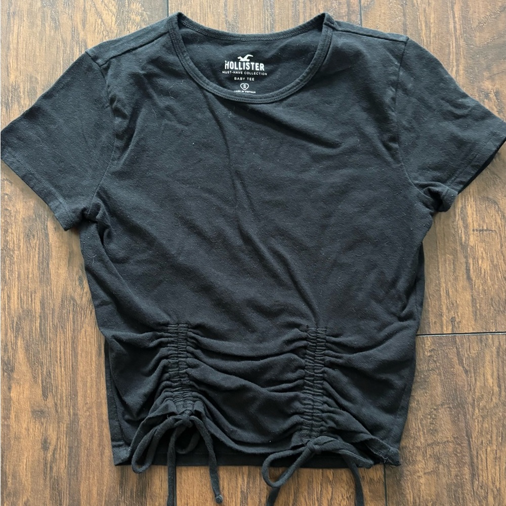 Hollister Black Cinched Short Sleeve Tee
